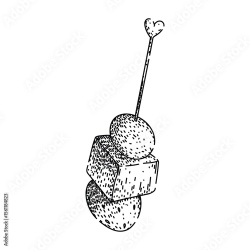 horsd'oeuvre canape sketch hand drawn vector