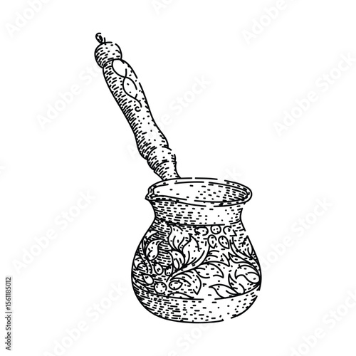brew cezve turkish coffee sketch hand drawn black