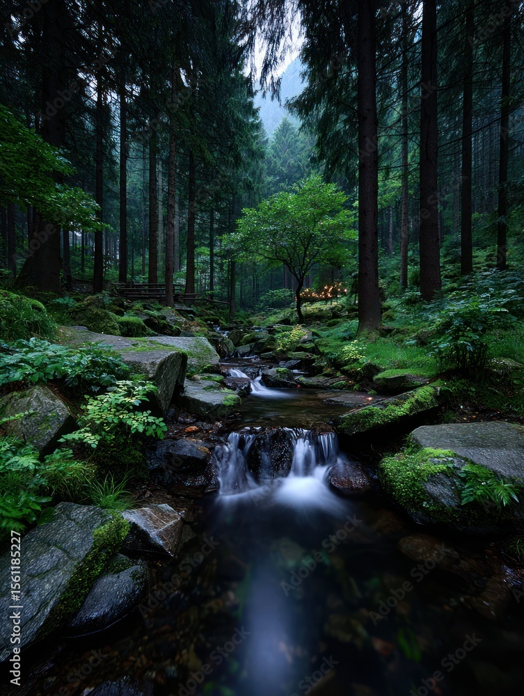 Obraz premium Tranquil forest stream (1)