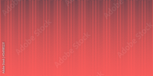 Pop Art Dots Wavy Halftone Angled Gradient Vector Textured Red Dark Blue Abstract Background. Dots Structure Smooth Texture Design Element. Minimalist Art Graphic Contrast Halftone