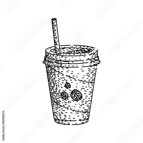latte coffee cup sketch hand drawn vector