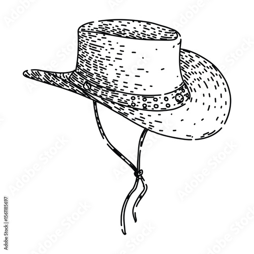 cattle cowboy hat sketch hand drawn black