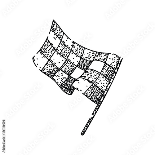start flag race sketch hand drawn vector