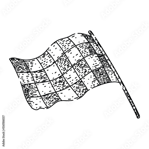 competition flag race sketch hand drawn vector