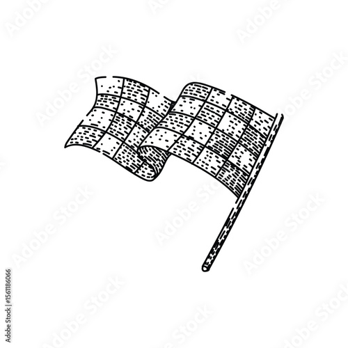 track flag race sketch hand drawn vector