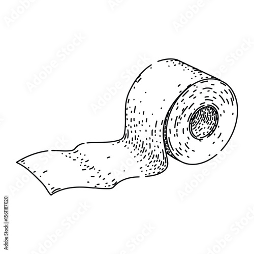 absorbent toilet paper roll sketch hand drawn vector