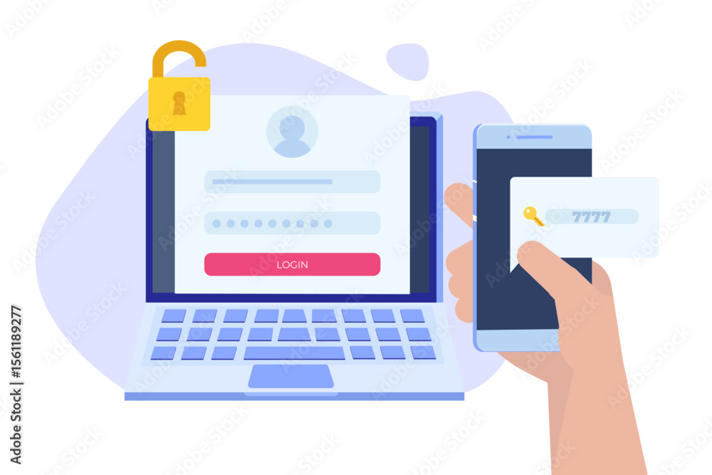 Online registration and sign up, Account authentication concept. Vector UI illustration. Online registration and sign up, Account authentication concept. Vector UI illustration.