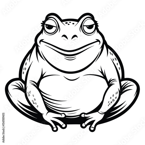 fat toad resting with relaxed posture, smooth bla