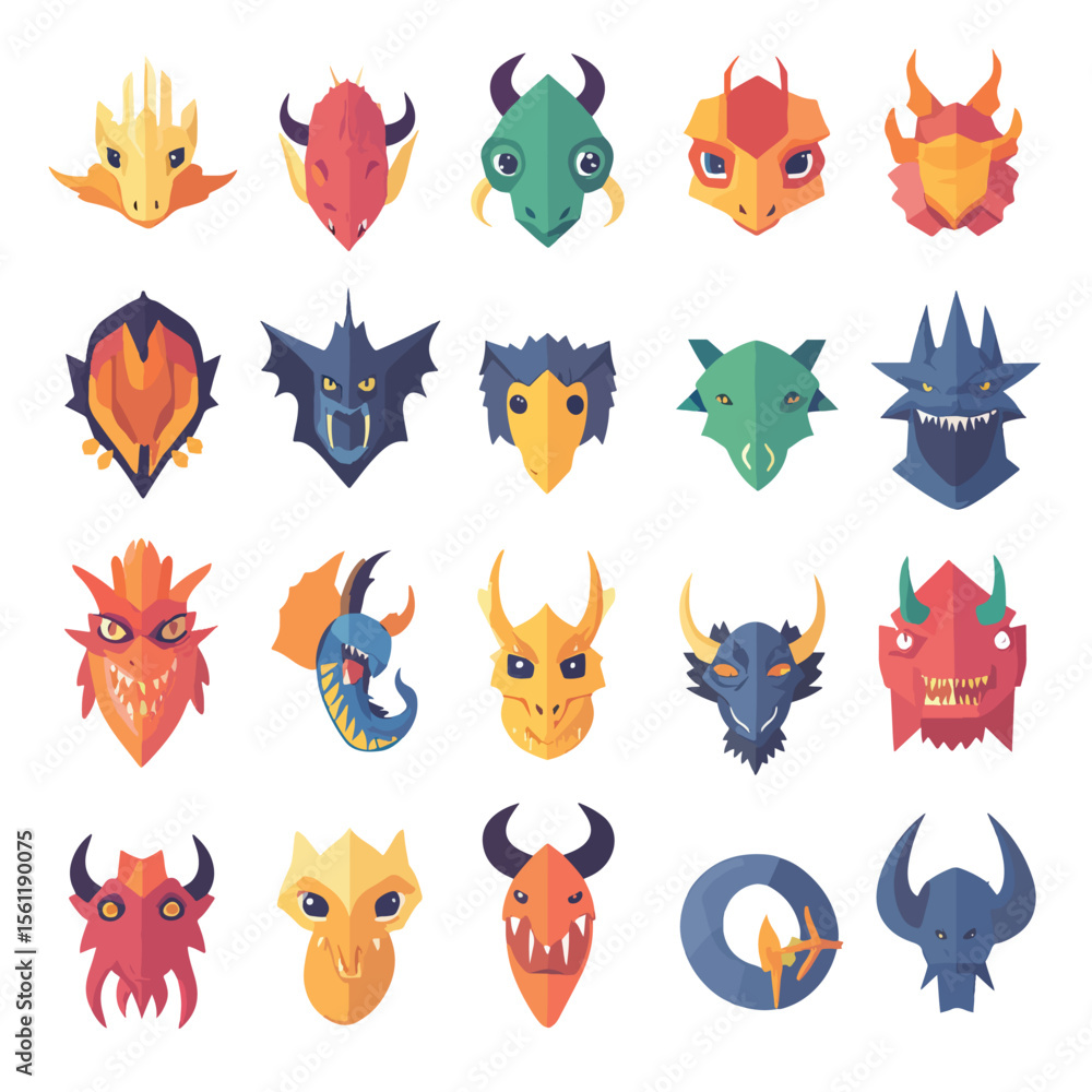 Obraz premium 2D Flat icon Cryptozoology & Mythical Creatures Icons isolated in White Background