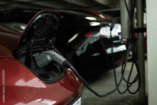 Wallpaper Mural Electric car being charged at charging station Torontodigital.ca