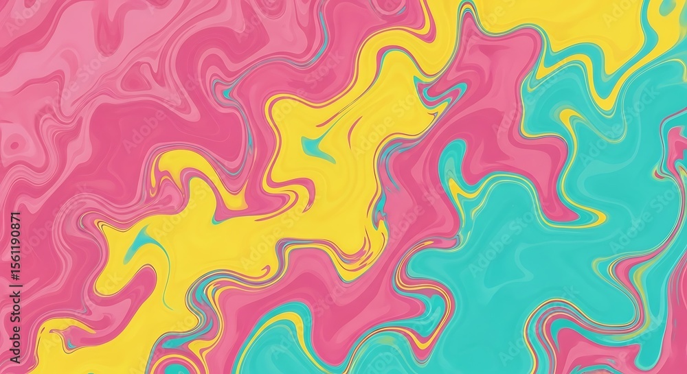 Obraz premium Vibrant swirls of pink, yellow, and turquoise create a captivating abstract marble effect