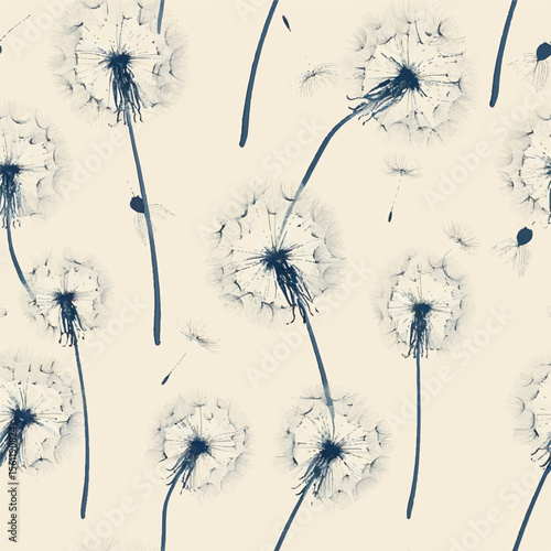 Wallpaper Mural dandelion seamless pattern. seamless pattern with dandelions. print with flowers. suitable for design of fabric, paper, business cards, postcards. spring flowers Torontodigital.ca