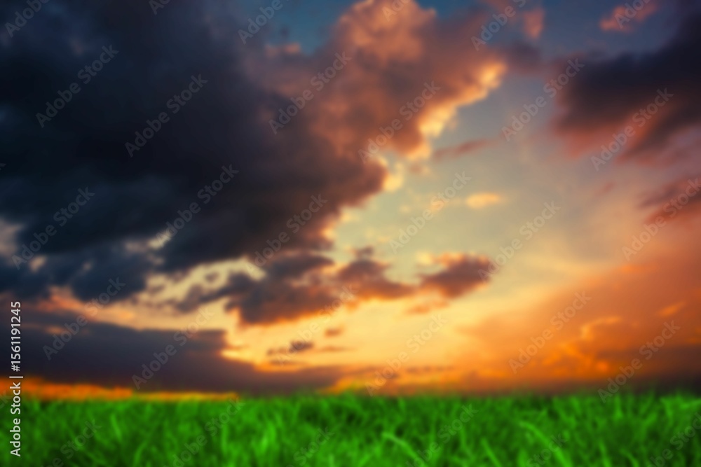 Obraz premium Grassy field against sky during sunset