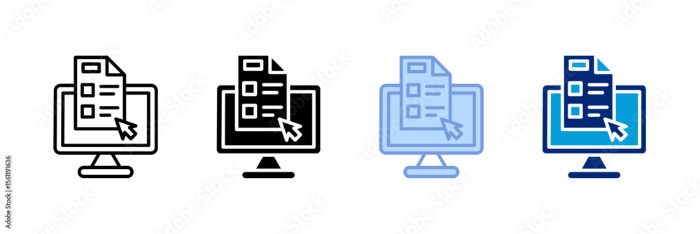 Online Exam Icon Set Multiple Style Collection Online Exam Icon Set Multiple Style Collection