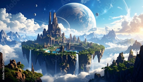 Floating Castle in a Fantasy Landscape
