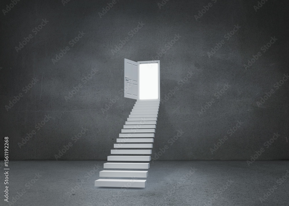 Fototapeta premium Open door at top of steps