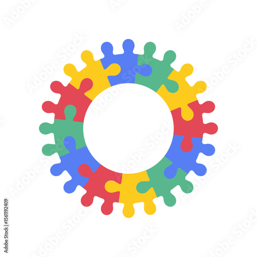Colorful puzzle vector isolated on white background.	
