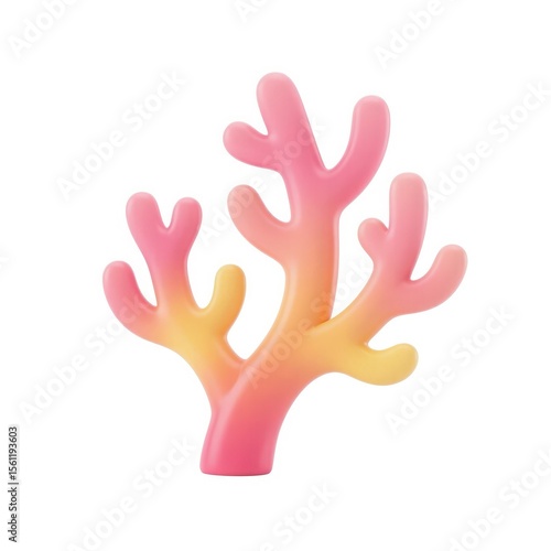 Coral Reef: A vibrant coral reef showcases its intricate and organic forms, bursting with vivid hues of pink and orange. Witness the beauty of underwater life in this captivating illustration.