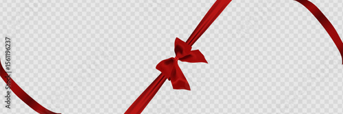 Set of decorative platinum string bow with horizontal thin rope isolated on white background. Vector twine with a bow