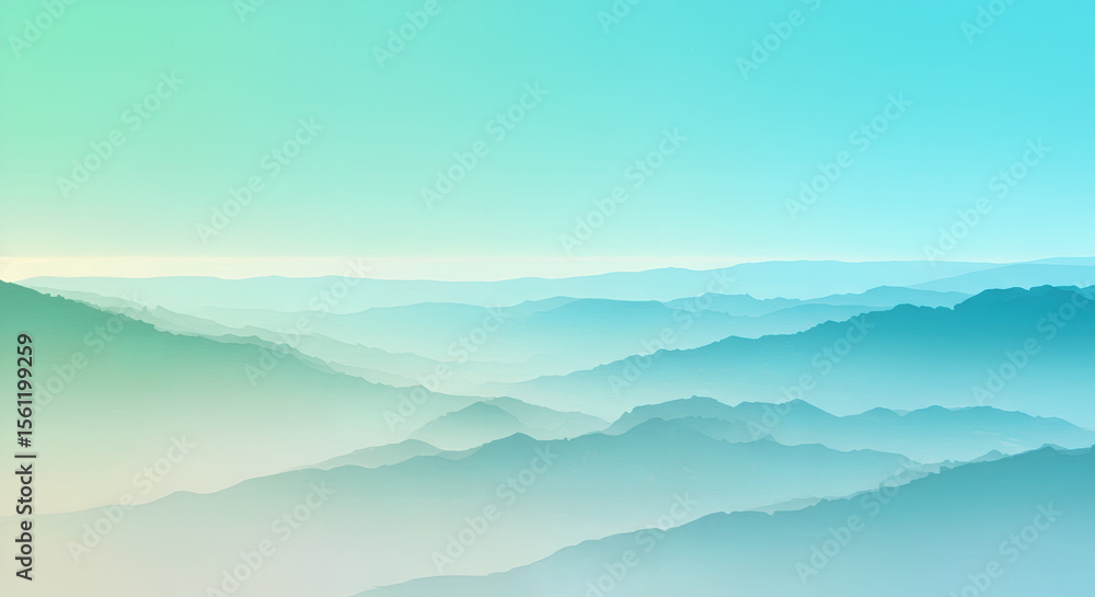 Fototapeta premium Fresh Nature Gradient: Mint Green & Sky Blue Haze