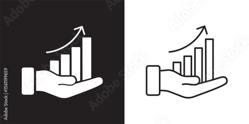 Growth solid and thin line web icon set. Vector illustration