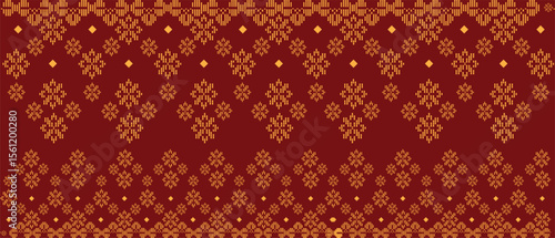 Traditional "Songket" textile pattern featuring intricate geometric and floral motifs