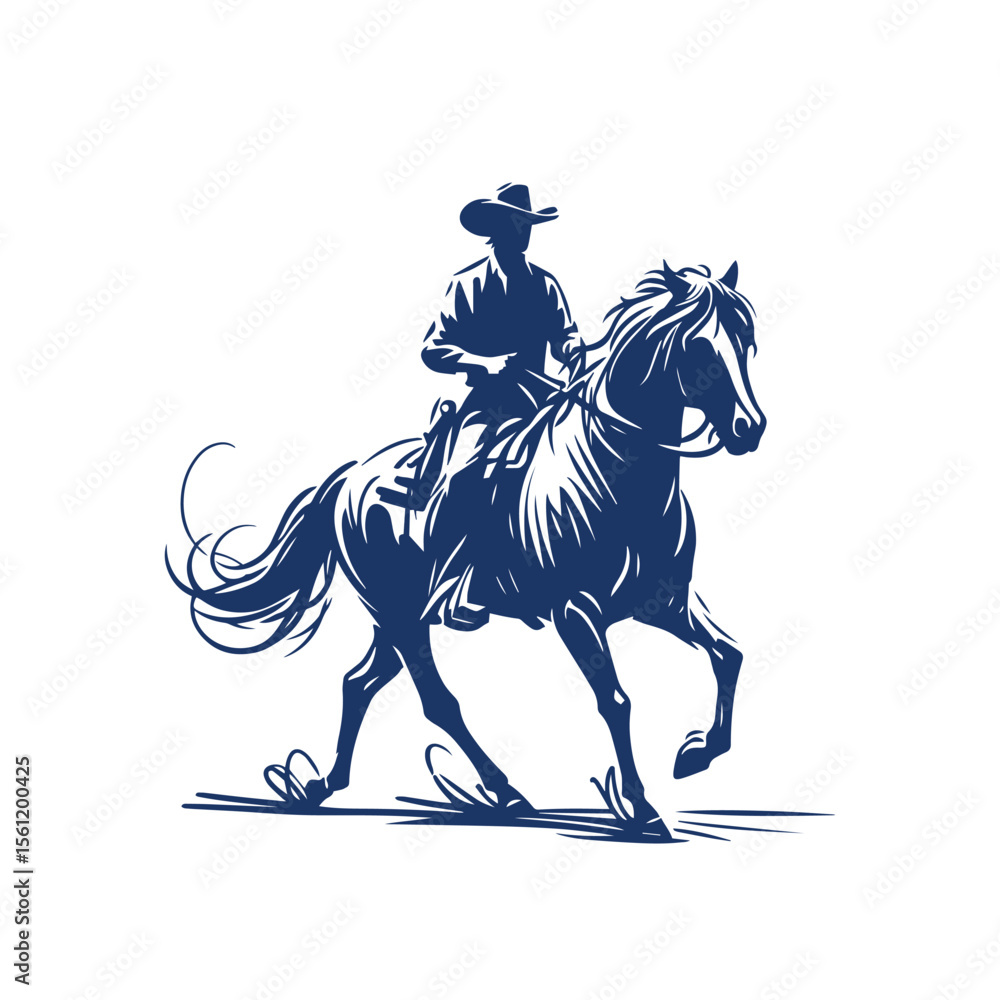 Fototapeta premium A line art vector cowboy.