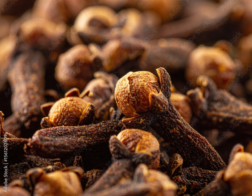 Obraz premium Close-Up of Whole Cloves in a Rich and Textured Background
