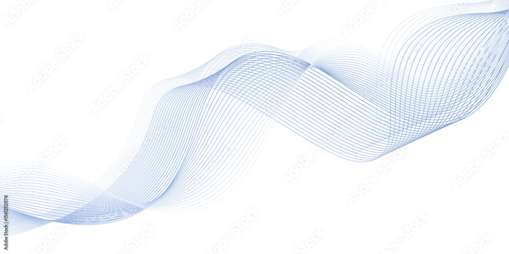 Fototapeta premium Blue ribbon isolated on white background. Dynamic flowing wave line background. Twisted stripe line backdrop. Futuristic blend waves design.