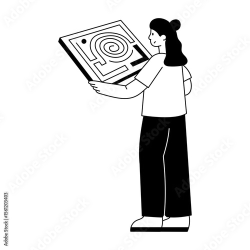 A filled style illustration showing labyrinth 
