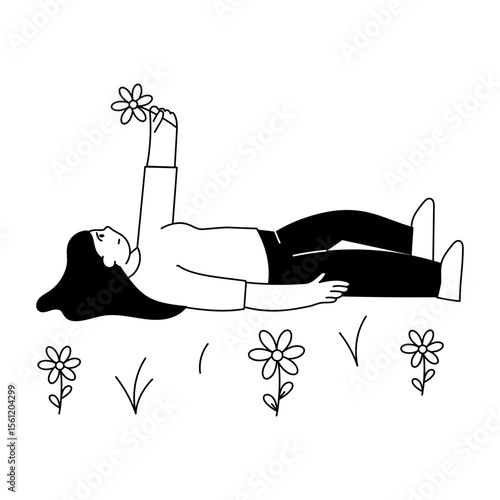 A glyph style illustration showing a person relaxing 

