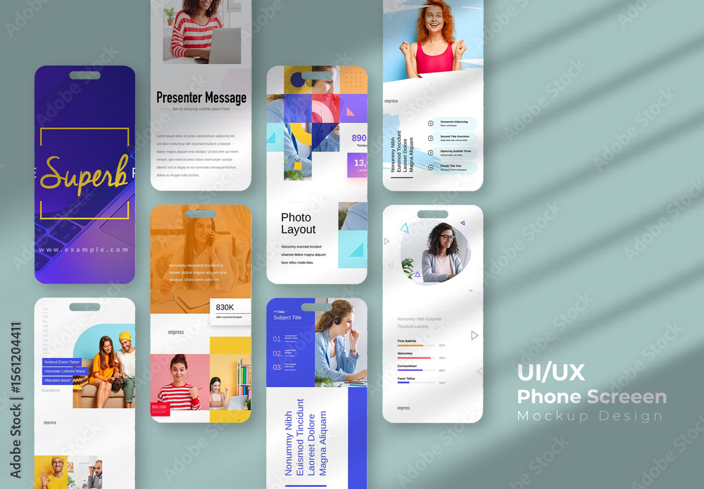 UI UX Phone Screen Mockup Design Stock Template | Adobe Stock