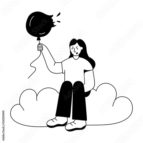 A filled style illustration showing lose control of a person 
