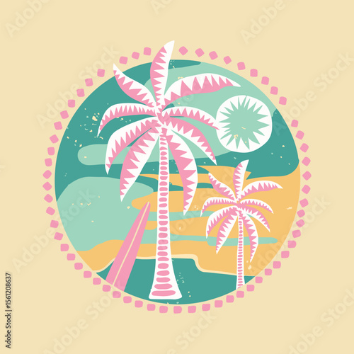 summer t shirt designs ,vector t shirt design summer , the sun is here. Summer vibes artwork. t-shirt prints and other uses.