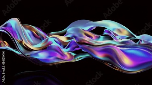 Iridescent Fluid Waveform – Abstract Flowing Light on Black Background