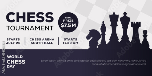 chess tournament horizontal banner to celebrate world chess day