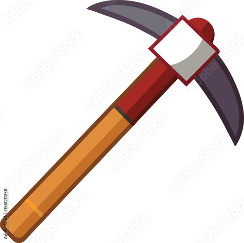 Illustration of a garden hoe tool isolated on a clean white background
