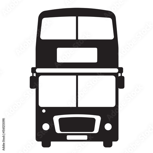 Black and white vector illustration of a double decker bus for transportation purposes