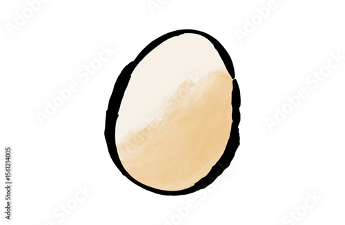 煮卵のベクターイラスト 手描き 筆 冬 鍋物