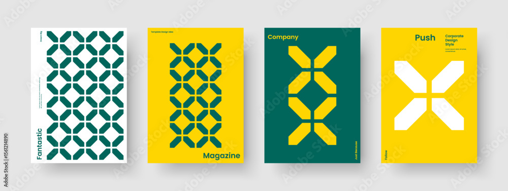 Fototapeta premium Geometric Book Cover Design. Modern Banner Layout. Creative Report Template. Brochure. Business Presentation. Flyer. Poster. Background. Pamphlet. Notebook. Newsletter. Brand Identity. Handbill