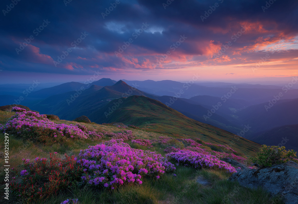 Fototapeta premium A breathtaking sunrise over the Carpathian Mountains