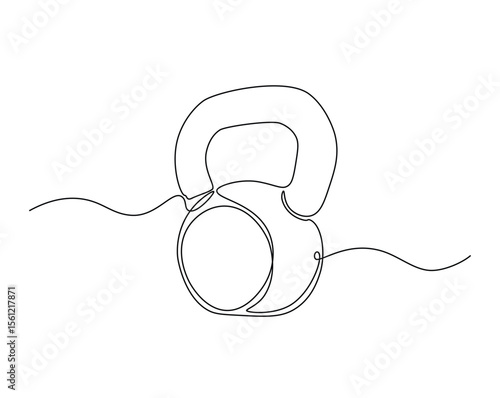 Wallpaper Mural kettlebell gym equipment outline drawing illustration. one continuous line drawing of kettlebell. Torontodigital.ca