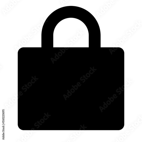 Simple black padlock icon with rounded corners and a circular handle on a white background image design