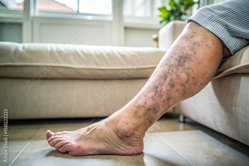 Wallpaper Mural A person with varicose veins on their legs is sitting on a chair Torontodigital.ca