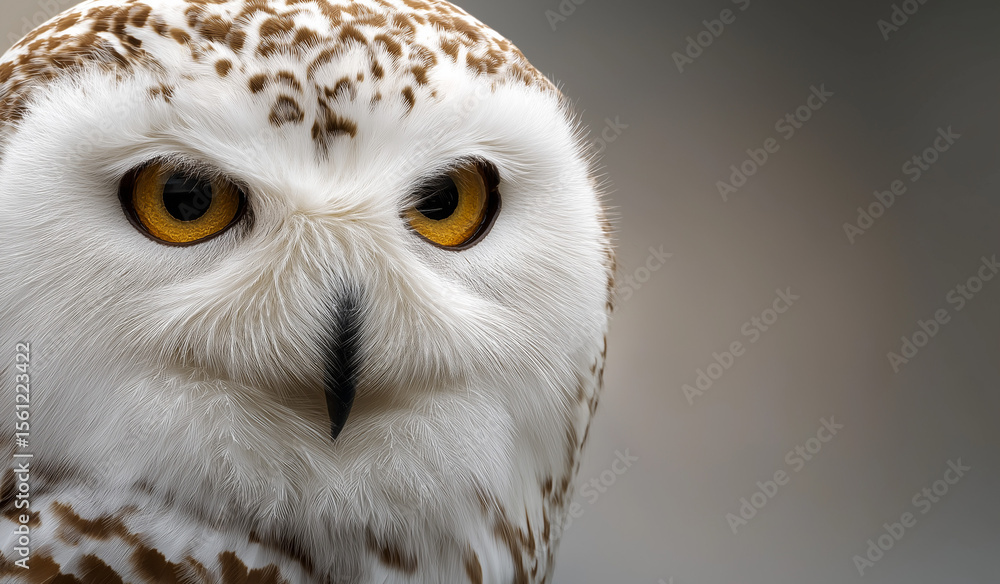 Obraz premium Photo of a barn owl's face, with its focused eyes