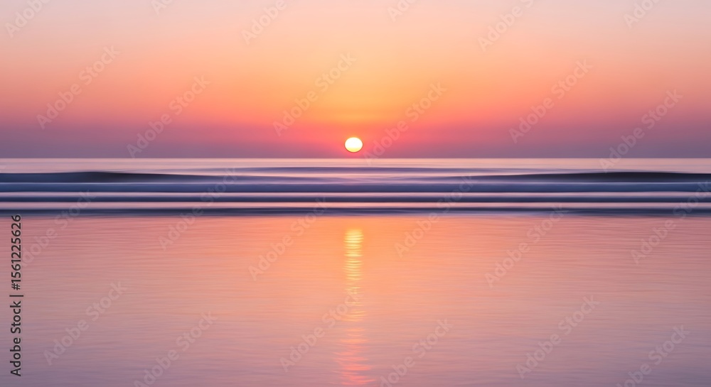 Obraz premium Serene sunset over the ocean with reflections creating a peaceful atmosphere