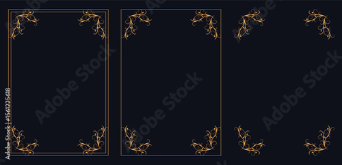 Corner frame, Set of vintage frames, Design elements set, Patterns, ornaments, calligraphy in art deco sty.