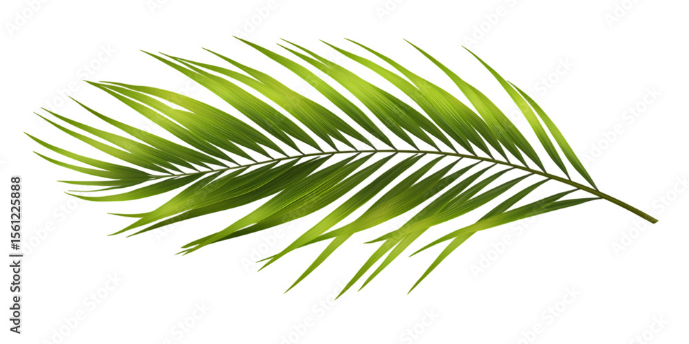 Obraz premium Green leaf of palm tree on transparent background png.