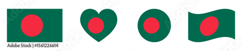 Free Download Bangladesh national flags set in square, heart, circle and waving formats. Bangladesh flags collection. Set of Bangladesh flags icons isolated on white background. Vector illustration. - GFXLoad