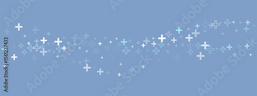 Plus or cross background pattern for a medical website or pharmacy texture with an abstract healthcare wave. Used by a hospital doctor. Graphic vector blue background.